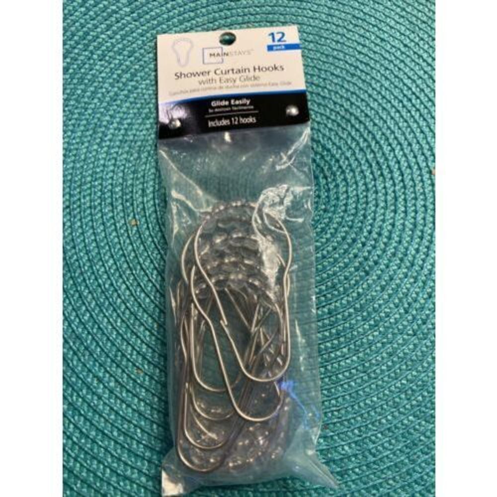 Mainstays Shower Curtain Hooks 12 Pieces. NIP